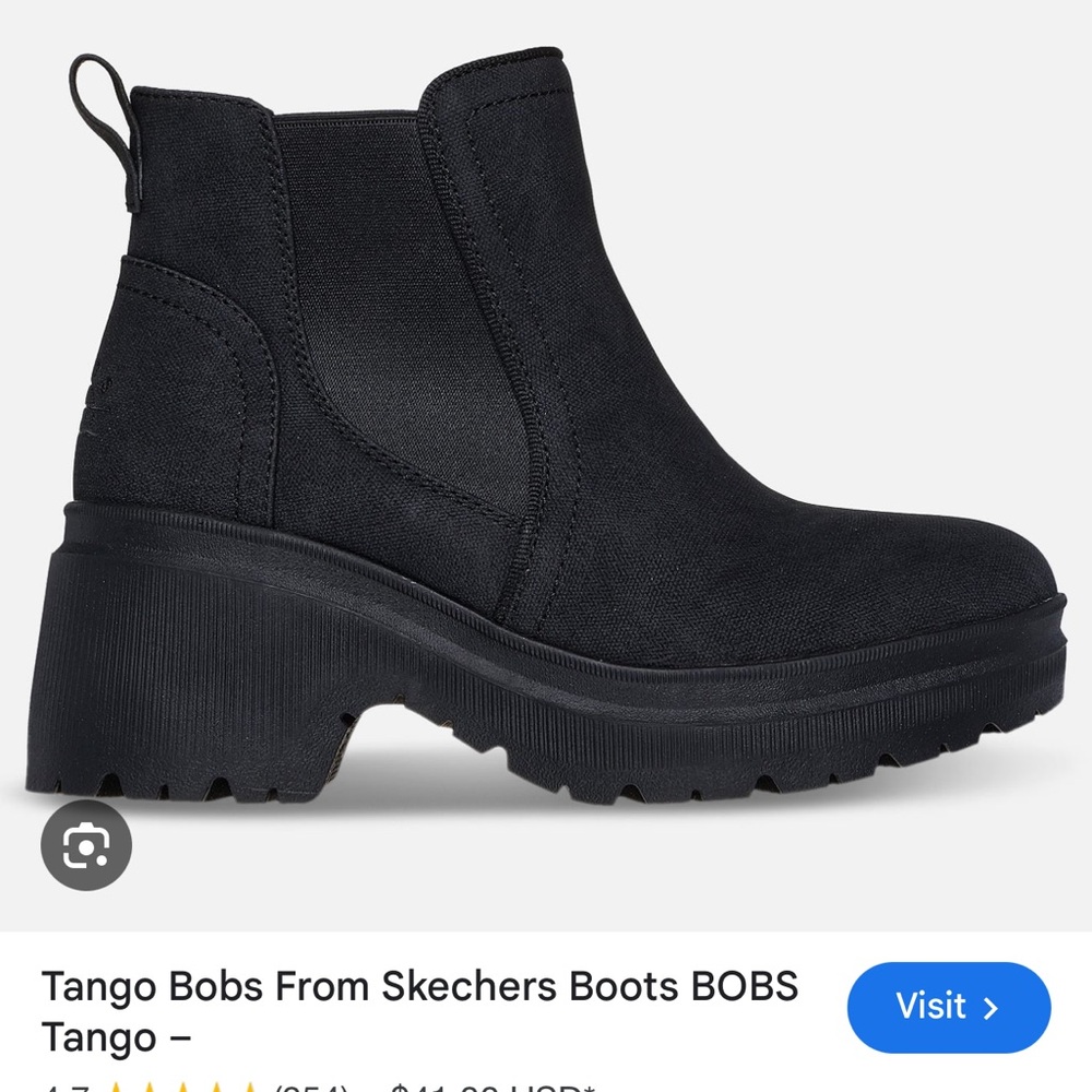Skechers- Tango Bob from sketchers Black Chunky Heel Boots